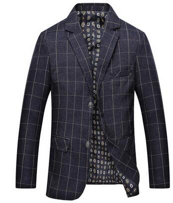 Spring and summer new middle - aged suit men 's lattice suits leisure coat elderly men' s casual suit single-breasted blazer 1