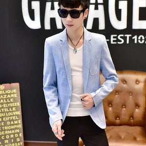 Linen suits men 's summer suit breathable men' s small suit fashion lattice jacket men 's clothing blazer plus size M - 3XL