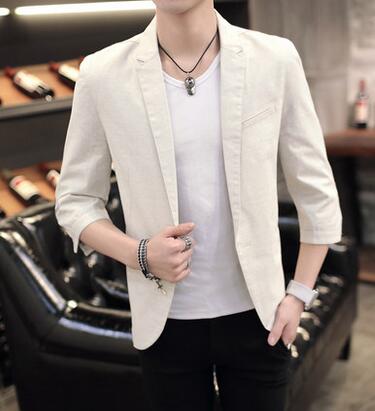 Linen suits men 's summer suit breathable men' s small suit fashion lattice jacket men 's clothing blazer plus size M - 3XL