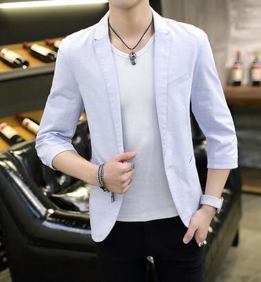 Linen suits men 's summer suit breathable men' s small suit fashion lattice jacket men 's clothing blazer plus size M - 3XL