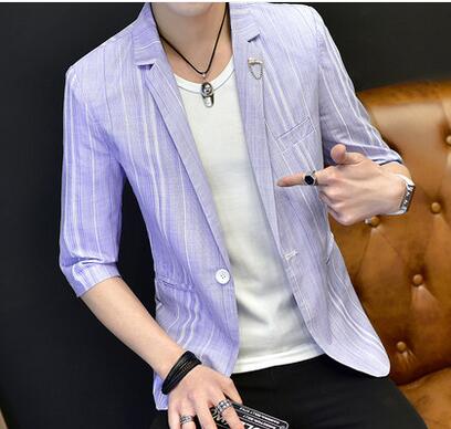 Linen suits men 's summer suit breathable men' s small suit fashion lattice jacket men 's clothing blazer plus size M - 3XL