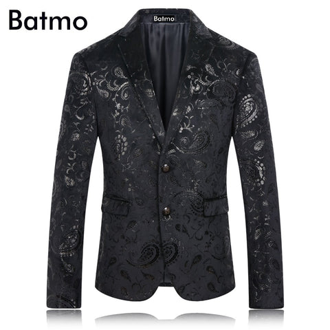 BATMO 2019 New arrival printed Men's black  Blazer Casual Blazer For Men Blazer Nightclubs suit Men S,M,L,XL,XXL,3XL,4XL