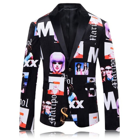 BATMO 2019 New arrival printed Men's black  Blazer Casual Blazer For Men Blazer Nightclubs suit Men S,M,L,XL,XXL,3XL,4XL