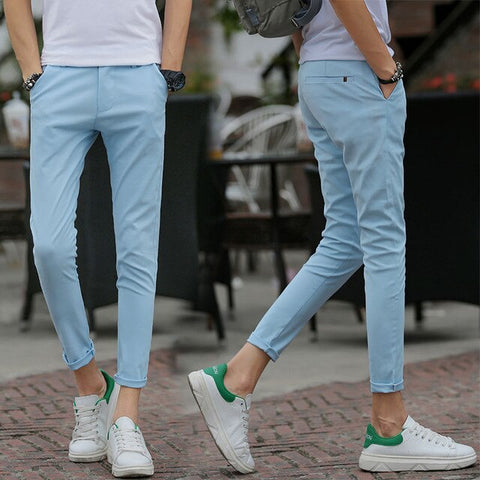 Nine points of pants men's resilience, nine points of students Korean version trend young boys' casual pants in summe