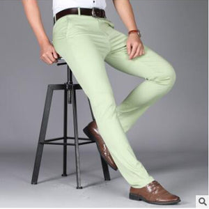 GG22 2018 new summer men's casual pants Korean version of the fashion stretch cotton slim straight men's thin trousers free