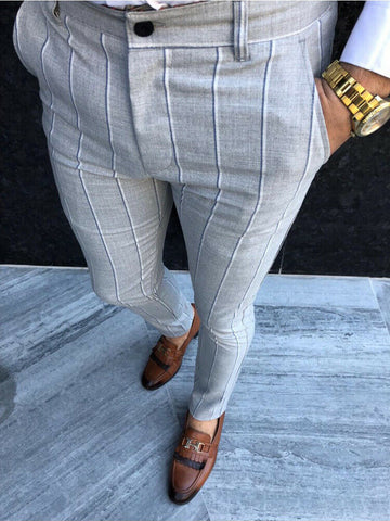 2019 Fashion Clothing Suit Many Occasion Men's Pant Summer Slim Comfortable Striped Plaid Business Pants Black White Pants