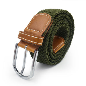 Men Elastic Stretch Waist Belt Black Canvas Stretch Braided Elastic Woven Leather Belt Wide Hot Metal Stretch Belt For Men