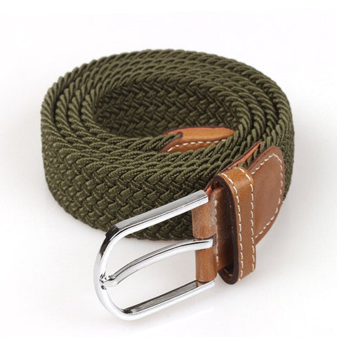 Men Elastic Stretch Waist Belt Black Canvas Stretch Braided Elastic Woven Leather Belt Wide Hot Metal Stretch Belt For Men