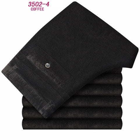 Autumn and winter Corduroy pants men business casual pants loose elastic middle-aged straight pants thicken corduroy trousers