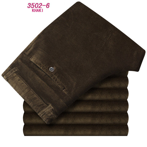Autumn and winter Corduroy pants men business casual pants loose elastic middle-aged straight pants thicken corduroy trousers
