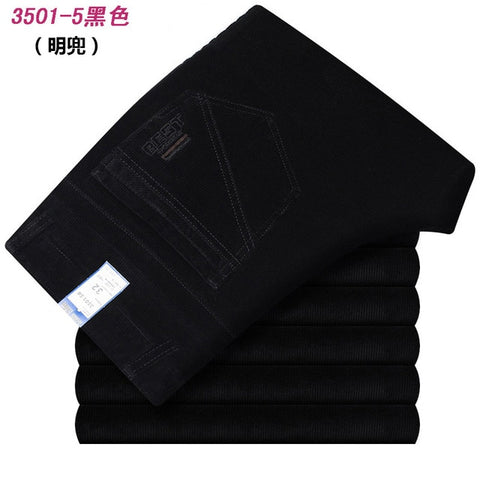 Autumn and winter Corduroy pants men business casual pants loose elastic middle-aged straight pants thicken corduroy trousers