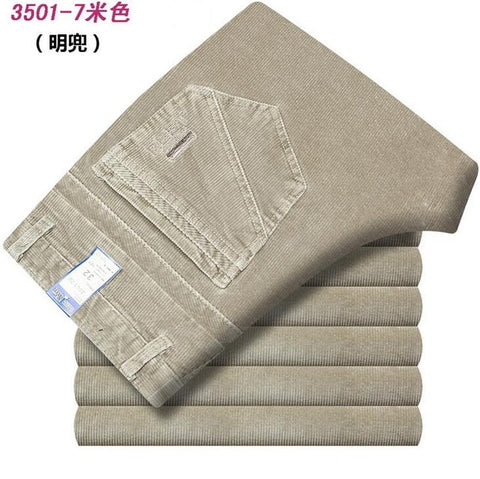 Autumn and winter Corduroy pants men business casual pants loose elastic middle-aged straight pants thicken corduroy trousers