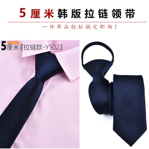 Fashion 5cm Necktie For Men and Women Slim Narrow Lazy Tie Easy To Pull Rope Neckwear Korean Style Wedding Party Aniversary Blue