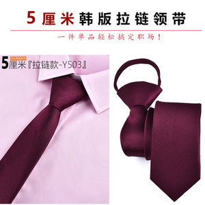 Fashion 5cm Necktie For Men and Women Slim Narrow Lazy Tie Easy To Pull Rope Neckwear Korean Style Wedding Party Aniversary Blue