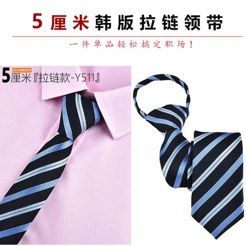 Fashion 5cm Necktie For Men and Women Slim Narrow Lazy Tie Easy To Pull Rope Neckwear Korean Style Wedding Party Aniversary Blue