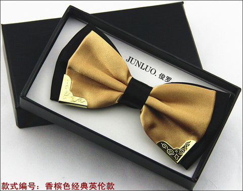 New Style Fashion Boutique Metal Head Bow Ties For Groom Men Women Butterfly Solid Bowtie Classic Gravata Cravat Freeshipping