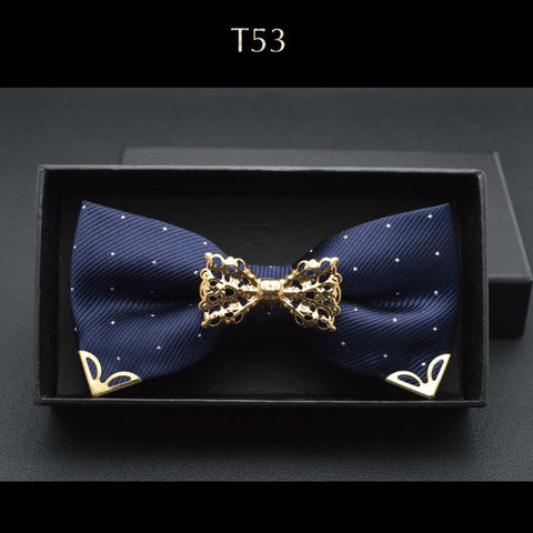 New Boutique Hollow Metal Decoration For Wedding Married Groom Men Neck Wear Butterfly Knot Dot Bow Tie Cravat Male Party Black