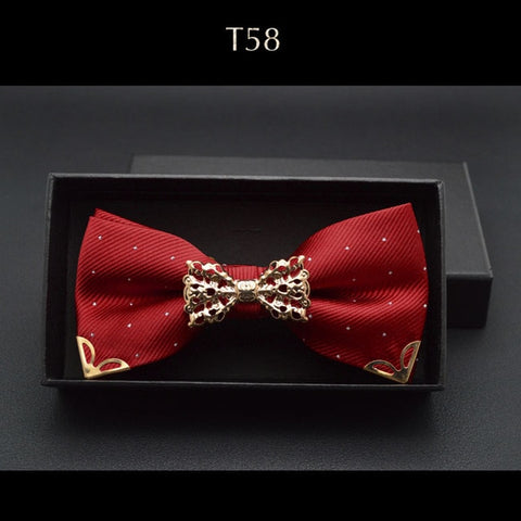 New Boutique Hollow Metal Decoration For Wedding Married Groom Men Neck Wear Butterfly Knot Dot Bow Tie Cravat Male Party Black