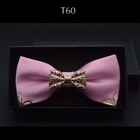 New Boutique Hollow Metal Decoration For Wedding Married Groom Men Neck Wear Butterfly Knot Dot Bow Tie Cravat Male Party Black