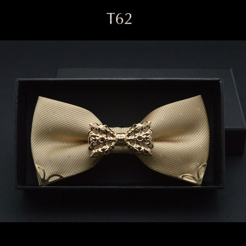 New Boutique Hollow Metal Decoration For Wedding Married Groom Men Neck Wear Butterfly Knot Dot Bow Tie Cravat Male Party Black