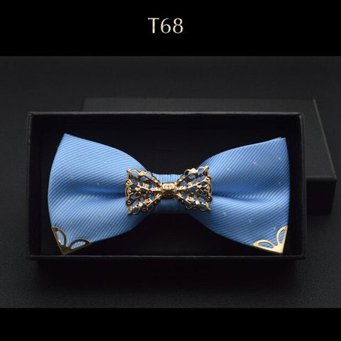 New Boutique Hollow Metal Decoration For Wedding Married Groom Men Neck Wear Butterfly Knot Dot Bow Tie Cravat Male Party Black