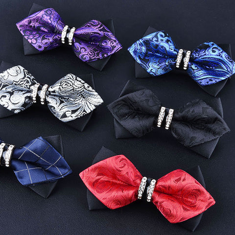 1Piece Bling Crystal Metal Decoration Sharp Corners Bow Tie Butterfly Knot Men's Accessories Wedding Party Banquet Club Business