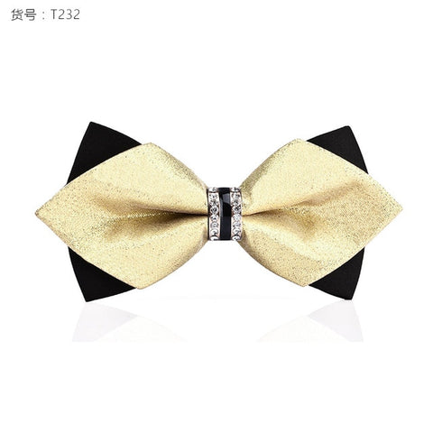 1Piece Bling Crystal Metal Decoration Sharp Corners Bow Tie Butterfly Knot Men's Accessories Wedding Party Banquet Club Business