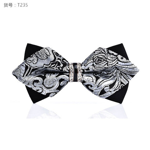 1Piece Bling Crystal Metal Decoration Sharp Corners Bow Tie Butterfly Knot Men's Accessories Wedding Party Banquet Club Business