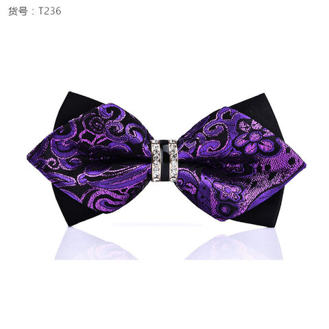 1Piece Bling Crystal Metal Decoration Sharp Corners Bow Tie Butterfly Knot Men's Accessories Wedding Party Banquet Club Business