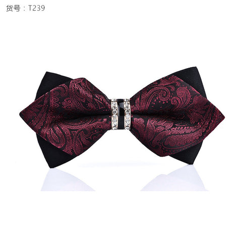 1Piece Bling Crystal Metal Decoration Sharp Corners Bow Tie Butterfly Knot Men's Accessories Wedding Party Banquet Club Business