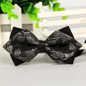 pointed 2014 new arrival gentlemen 12cm&6cm black and silver luxury mens bow tie fashion casual jacquard butterfly bowties