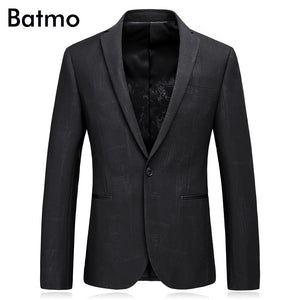 Batmo 2017 new arrival fashion High quality plaid black men's suits,casual suit men,men's Business blazer,plus-size S to XXXL