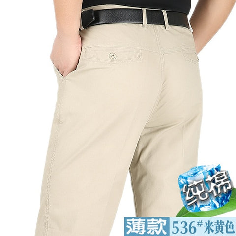 Mens Loose Business Casual Pants Plus Size 30-44 Straight Pants Male Cotton High Quality cotton leisure trousers Summer Spring