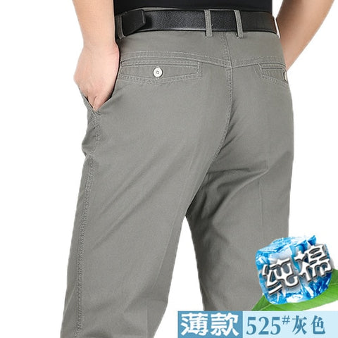 Mens Loose Business Casual Pants Plus Size 30-44 Straight Pants Male Cotton High Quality cotton leisure trousers Summer Spring