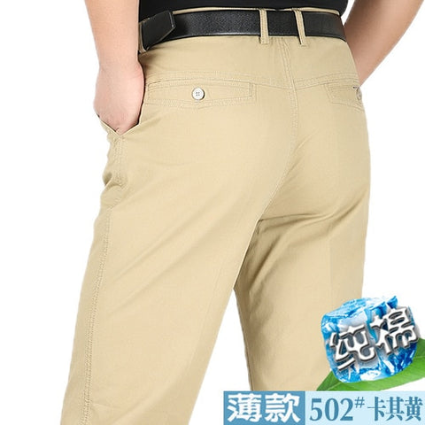 Mens Loose Business Casual Pants Plus Size 30-44 Straight Pants Male Cotton High Quality cotton leisure trousers Summer Spring