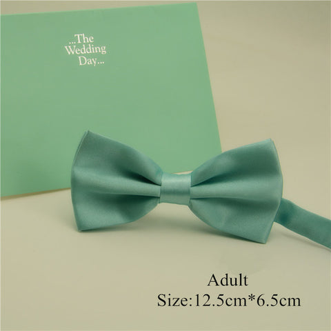 Fashion Bow ties For Men Children Solid Mint Green Bow ties Handkerchief Cravat Adjustable Blue Green Butterfly Pocket Square