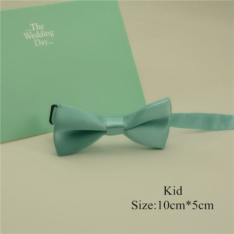 Fashion Bow ties For Men Children Solid Mint Green Bow ties Handkerchief Cravat Adjustable Blue Green Butterfly Pocket Square