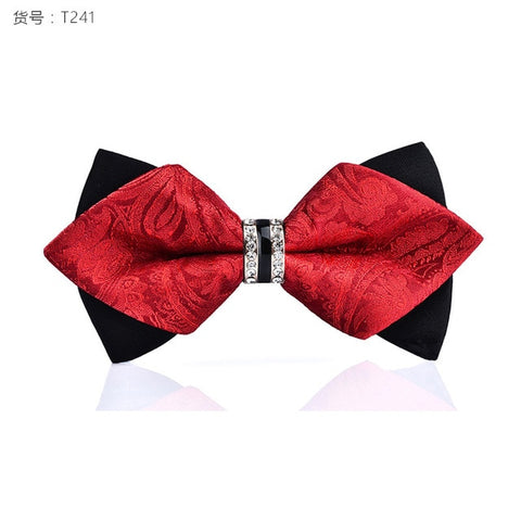 1Piece Bling Crystal Metal Decoration Sharp Corners Bow Tie Butterfly Knot Men's Accessories Wedding Party Banquet Club Business