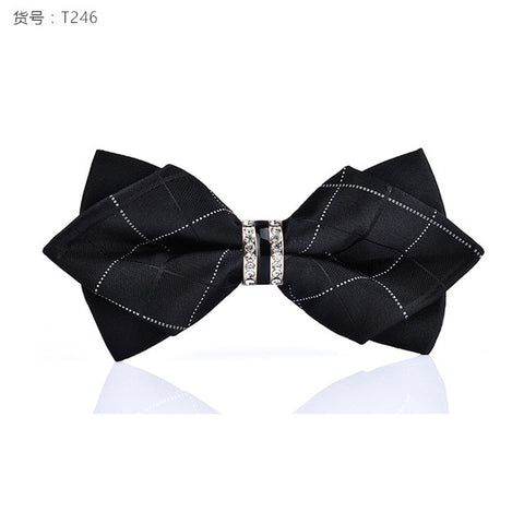 1Piece Bling Crystal Metal Decoration Sharp Corners Bow Tie Butterfly Knot Men's Accessories Wedding Party Banquet Club Business