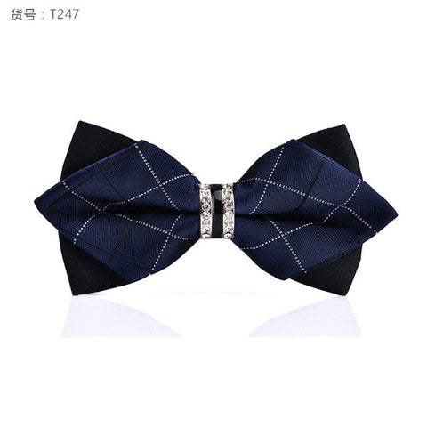 1Piece Bling Crystal Metal Decoration Sharp Corners Bow Tie Butterfly Knot Men's Accessories Wedding Party Banquet Club Business