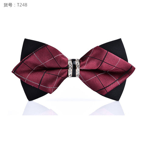 1Piece Bling Crystal Metal Decoration Sharp Corners Bow Tie Butterfly Knot Men's Accessories Wedding Party Banquet Club Business