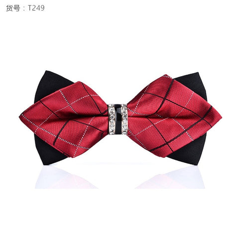 1Piece Bling Crystal Metal Decoration Sharp Corners Bow Tie Butterfly Knot Men's Accessories Wedding Party Banquet Club Business