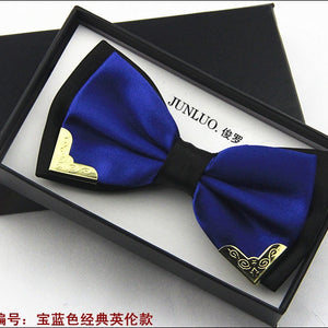 New Style Fashion Boutique Metal Head Bow Ties For Groom Men Women Butterfly Solid Bowtie Classic Gravata Cravat Freeshipping