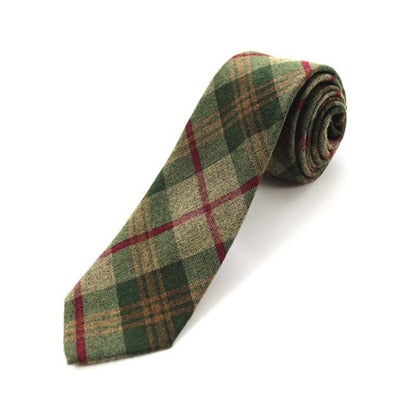 JEMYGINS Original High Quality Cotton 2.4'' Skinny Plaid Solid Cashmere Tie Wool Men Neck Tie For Youth Working Meeting