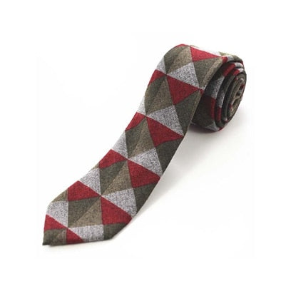 JEMYGINS Original High Quality Cotton 2.4'' Skinny Plaid Solid Cashmere Tie Wool Men Neck Tie For Youth Working Meeting