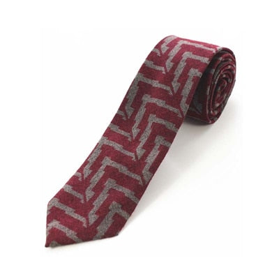 JEMYGINS Original High Quality Cotton 2.4'' Skinny Plaid Solid Cashmere Tie Wool Men Neck Tie For Youth Working Meeting