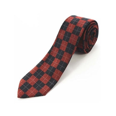 JEMYGINS Original High Quality Cotton 2.4'' Skinny Plaid Solid Cashmere Tie Wool Men Neck Tie For Youth Working Meeting