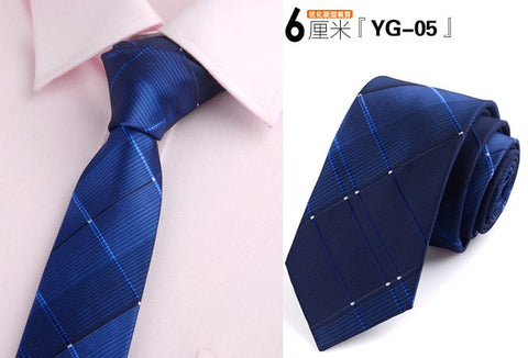 6cm ties for men skinny tie Wedding dress necktie fashion plaid cravate business gravatas para homens slim shirt accessories lot