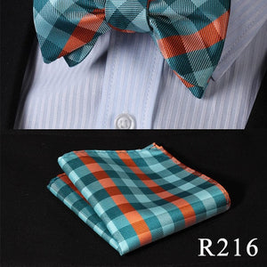 Polka Dot 100%Silk Jacquard Woven Men Butterfly Self Bow Tie BowTie Pocket Square Handkerchief Hanky Suit Set #RD2