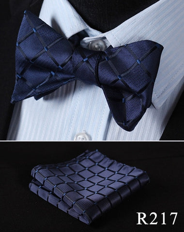 Polka Dot 100%Silk Jacquard Woven Men Butterfly Self Bow Tie BowTie Pocket Square Handkerchief Hanky Suit Set #RD2